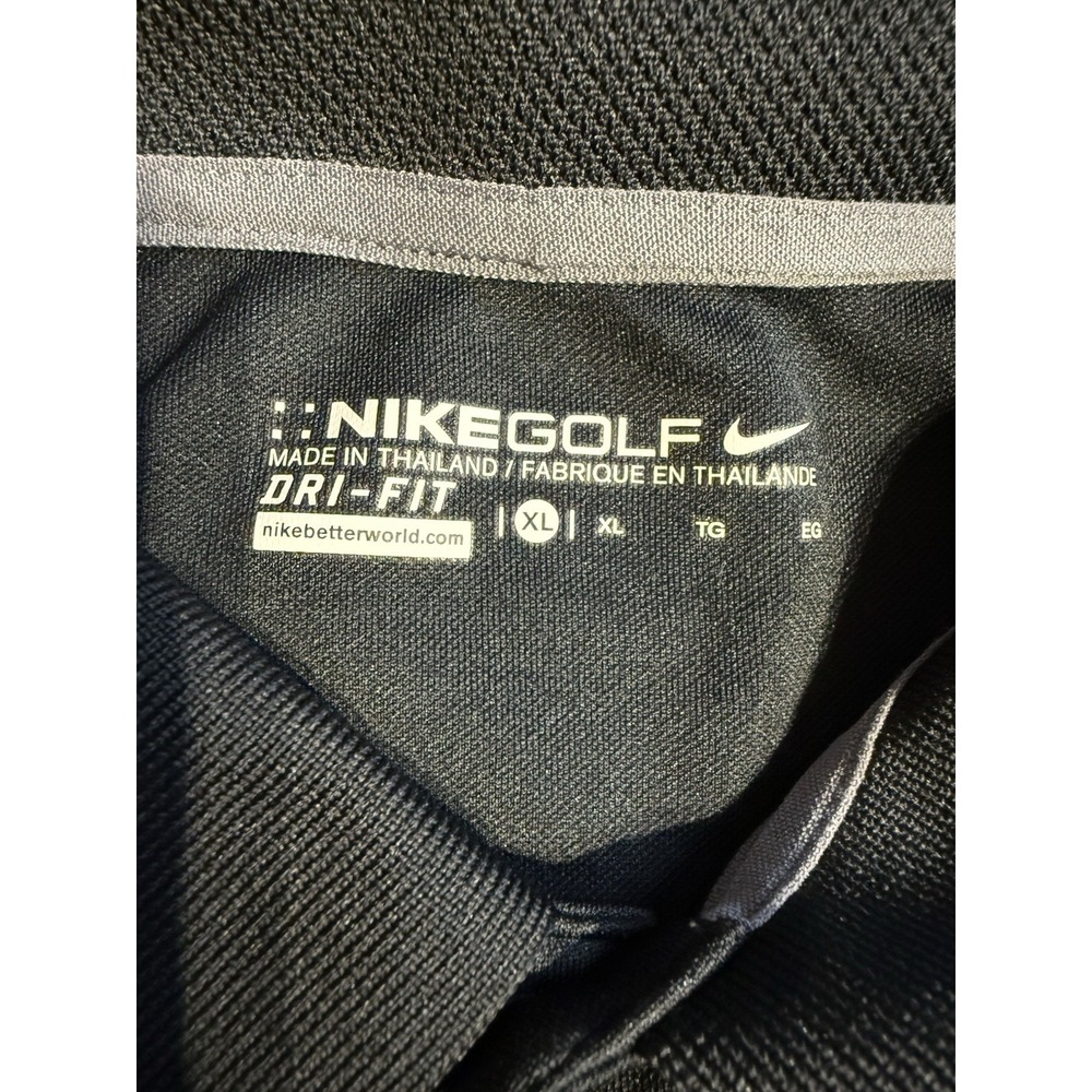 Nike Golf Dri Fit Polo Shirt XL Black Gray Graphic Stripe Swoosh Athletic - Picture 3 of 8